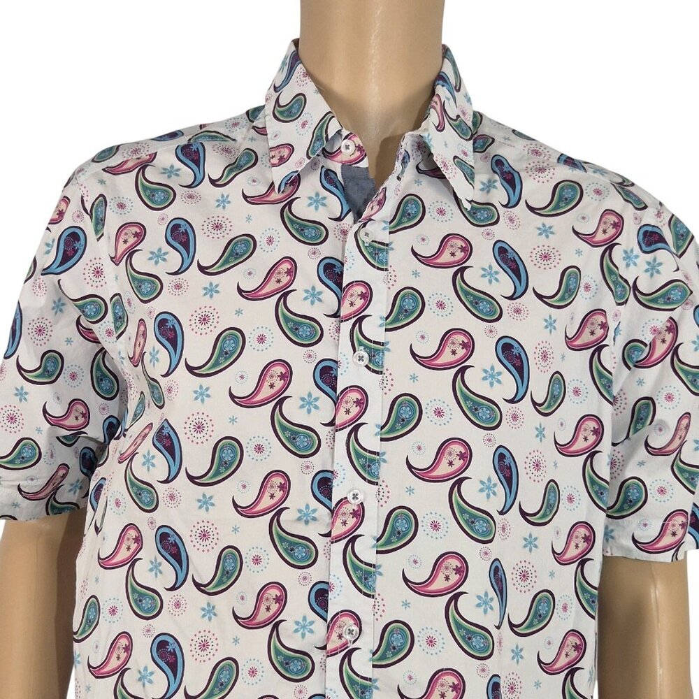 CREMIEUX PREMIUM DENIM Men's Size 2XB Shirt Stretch White Paisley Multi (54)